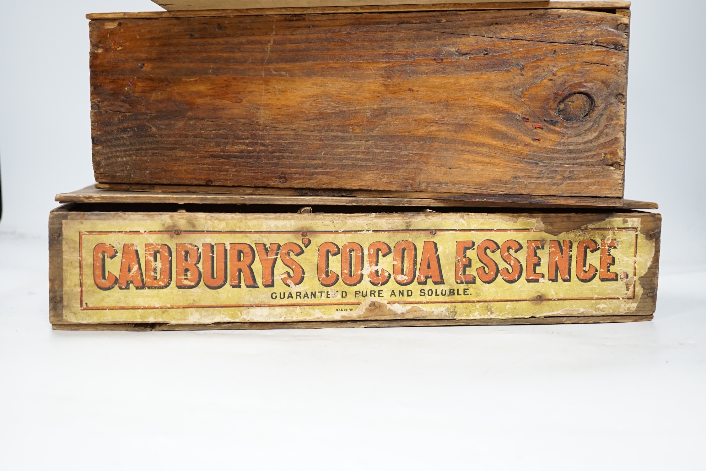 Three early to mid 20th century display boxes: Cadbury’s Cocoa Essence, Pearce Duff’s Egg Powder and a Cadbury’s Assorted Chocolate. Condition - poor to fair